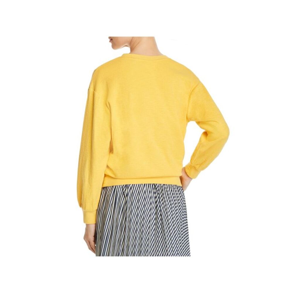 MKT STUDIO Womens Yellow Textured Rib-knit Trim Graphic Sweatshirt XS - Picture 2 of 2